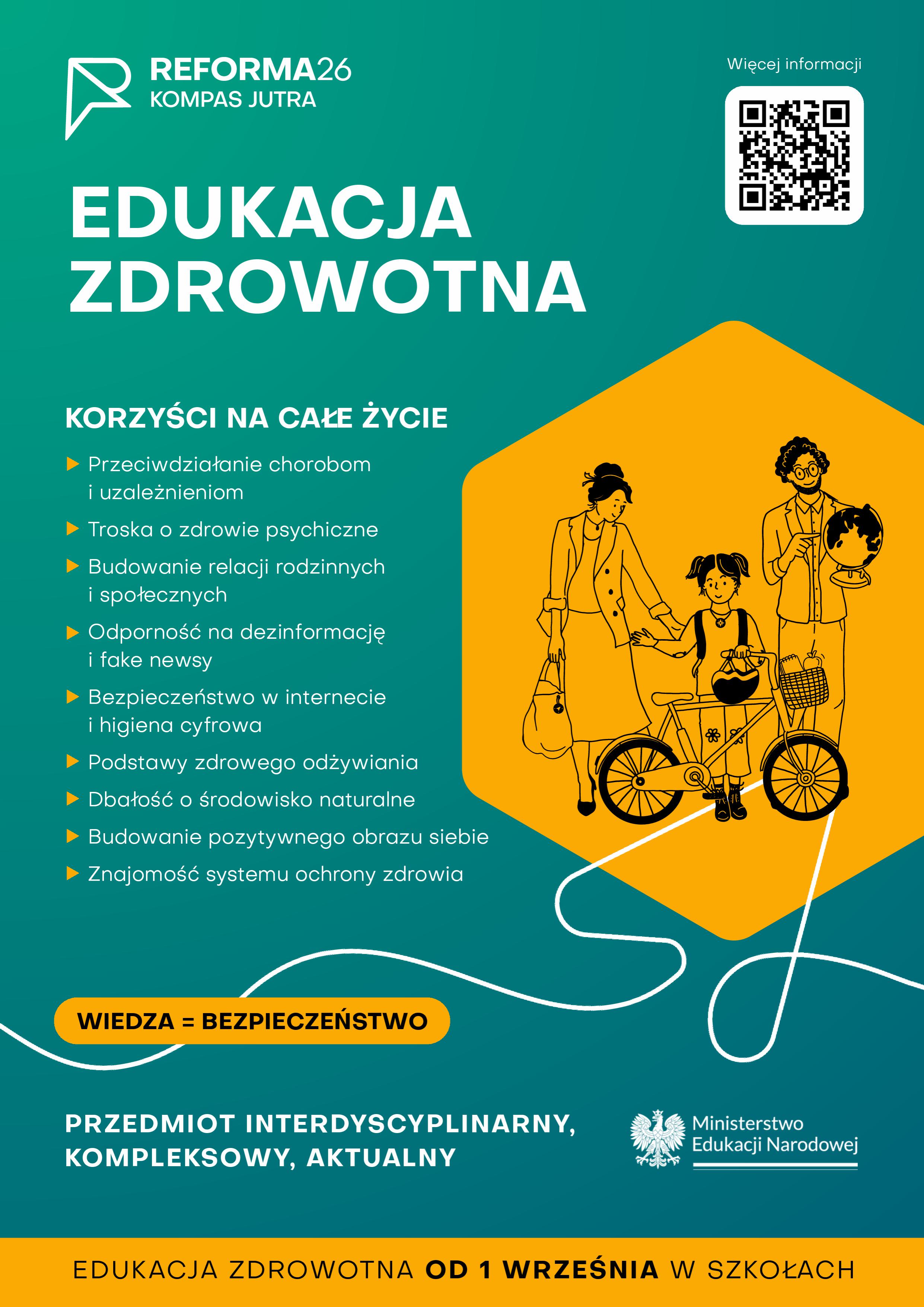 Plakat promujący nowy przedmiot w szkole - Edukacja zdrowotna